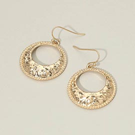 Hammered Metal Open Circle Drop Earrings