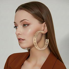 Bold Geometric Cutout Metal Hoop Earrings