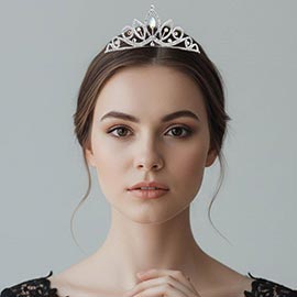 Marquise Stone Cluster Centered Rhinestone Pave Princess Tiara