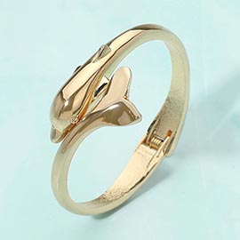 Sleek Dolphin Hinged Bangle Bracelet