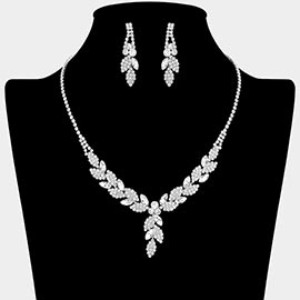 Leaf Rhinestone Paved Necklace