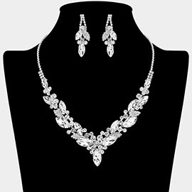 Marquise Stone Cluster Embellished Necklace
