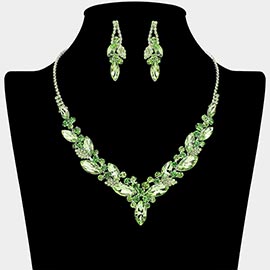 Marquise Stone Cluster Embellished Necklace