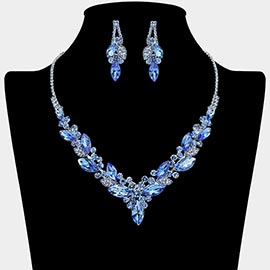 Marquise Stone Cluster Embellished Necklace