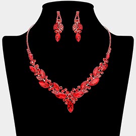 Marquise Stone Cluster Embellished Necklace