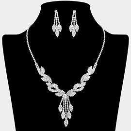 Rhinestone Paved Ornate Drop Necklace