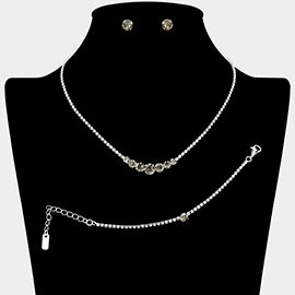 Classic Round Stone Link Rhinestone Paved Necklace