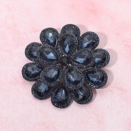 Glass Stone Flower Pin Brooch