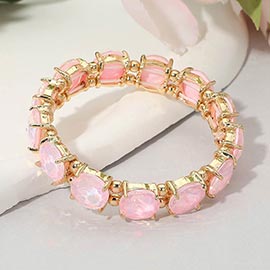 Round Stone Cluster Beaded Stretch Evening Bracelet