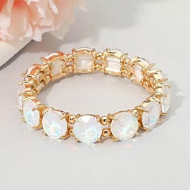 Round Stone Cluster Beaded Stretch Evening Bracelet