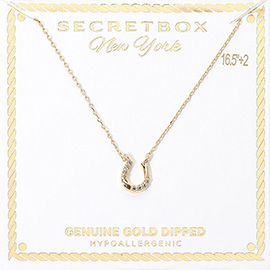 SECRET BOX_Genuine Gold Dipped Hypoallergenic Stone Pave Horseshoe Pendant Necklace