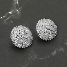 CZ Stone Pave Dome Evening Stud Earrings