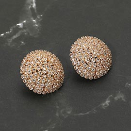 CZ Stone Pave Dome Evening Stud Earrings