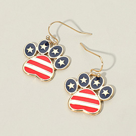 American USA Flag Paw Drop Dangle Earrings