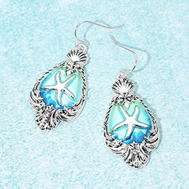 Starfish Shell Frame Drop Earrings