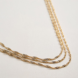 18K Gold Filled Twisted Layered Chain Necklace