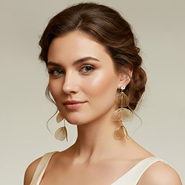 Multi Layered Sculpted Cutout Petal Drop Earrings