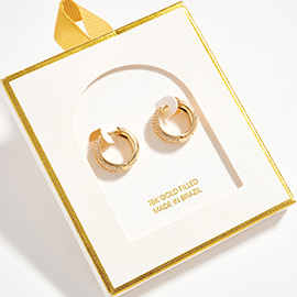18K Gold Filled CZ Pave Huggie Hoop Earrings
