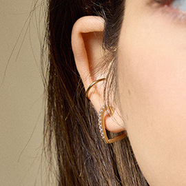 18K Gold Filled CZ Pave Heart Huggie Hoop Earrings