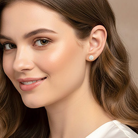 18K Gold Filled CZ Pave Mini Disc Stud Earrings