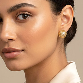 18K Gold Filled Textured Dome Stud Earrings