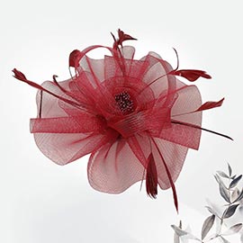 Feather Mesh Flower Fascinator / Headband