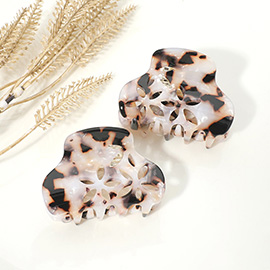2PCS - Celluloid Acetate Floral Cutout Small Hair Claw Clips
