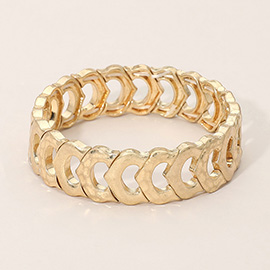 Hammered Metal Link Stretch Statement Bracelet