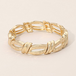 Brushed Metal Open Link Stretch Bracelet