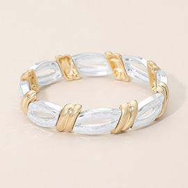 Brushed Metal Open Link Stretch Bracelet