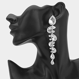 Bold Teardrop Stone Cluster Embellished Drop Evening Earrings