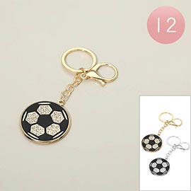 12PCS - Stone Pave Soccer Ball Keychains