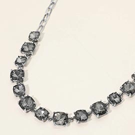 Cushion Square Stone Link Evening Necklace