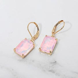 Rectangular Glass Stone Drop Dangle Earrings