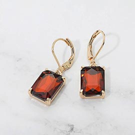 Rectangular Glass Stone Drop Dangle Earrings