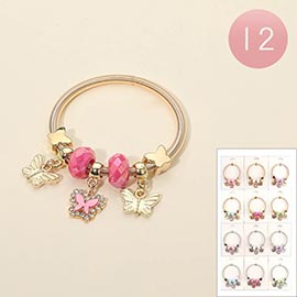 12PCS - Butterfly Charm Beaded Stretch Bracelets