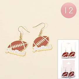 12Pairs - Football Drop Dangle Earrings