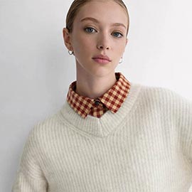 Gingham Checkered Detachable Shirt Collar