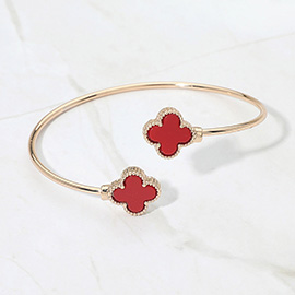 Enamel Quatrefoil Tip Cuff Bracelet