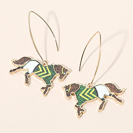 Horse Charm Drop Long Earrings