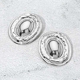 Bold Metal enter Dome Oval Statement Earrings
