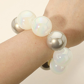 Bold Resin Ball Beaded Stretch Statement Bracelet