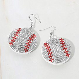 Bling Studded Felt Back Baseball Drop Earrings
