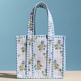 Quilted Floral Pattern Tote Bag