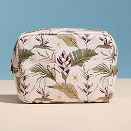 Botanical Floral PAttern Print Portable Cosmetic Pouch Bag