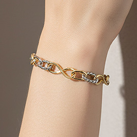 Gold Dipped Two Tone Infinity Link Chain Magnetic Bracelet