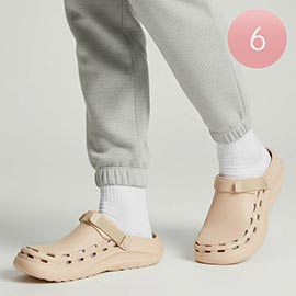6Pairs - Mens Solid Adjustable Heel Strap Clog