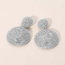 Bold Rhinestone Pave Dome Drop Statement Earrings