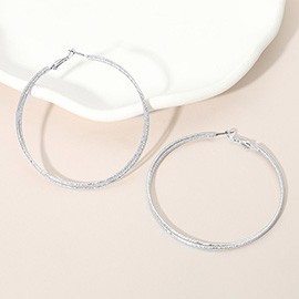 Silver Dipped Textured Double Layered Hoop Earrings