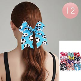 12PCS - Soccer Ball Print Bow Hair Clips